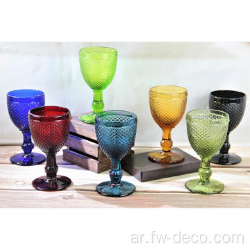 الكأس الزجاجية الملونة منقوشة الكؤوس الزجاجية العالية
